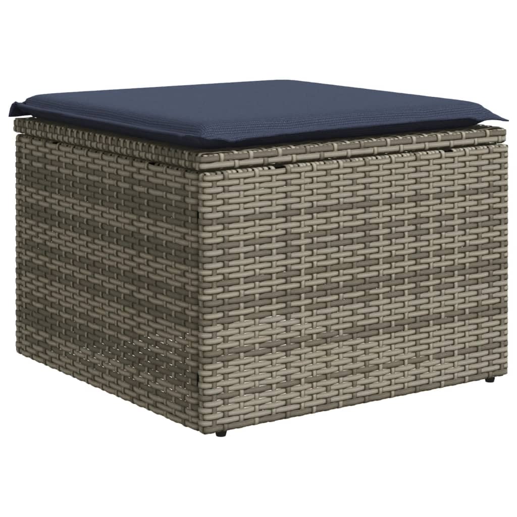 Tuinkruk Met Kussen 55X55X37 Cm Poly Rattan Grijs zonder opbergruimte