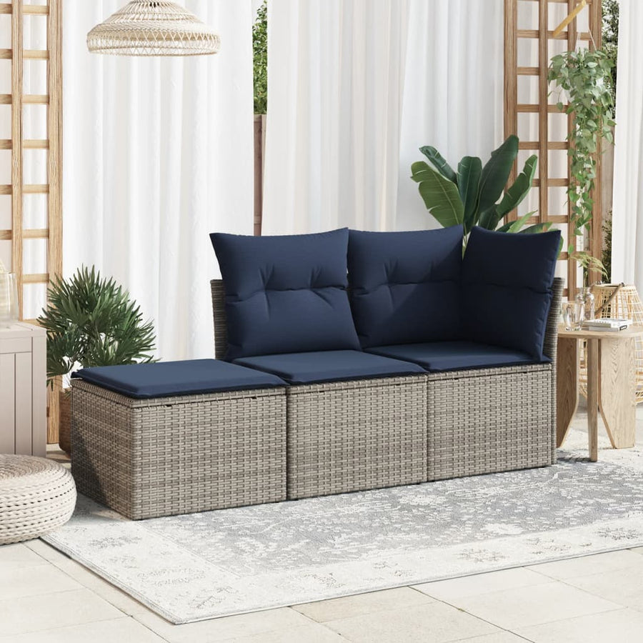 Tuinkruk Met Kussen 55X55X37 Cm Poly Rattan Grijs zonder opbergruimte