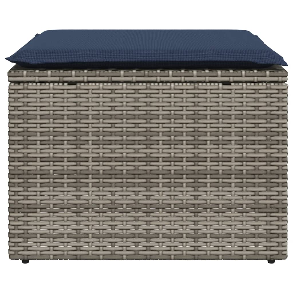 Tuinkruk Met Kussen 55X55X37 Cm Poly Rattan Grijs zonder opbergruimte