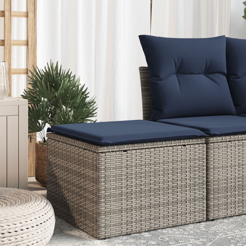 Tuinkruk Met Kussen 55X55X37 Cm Poly Rattan Grijs zonder opbergruimte