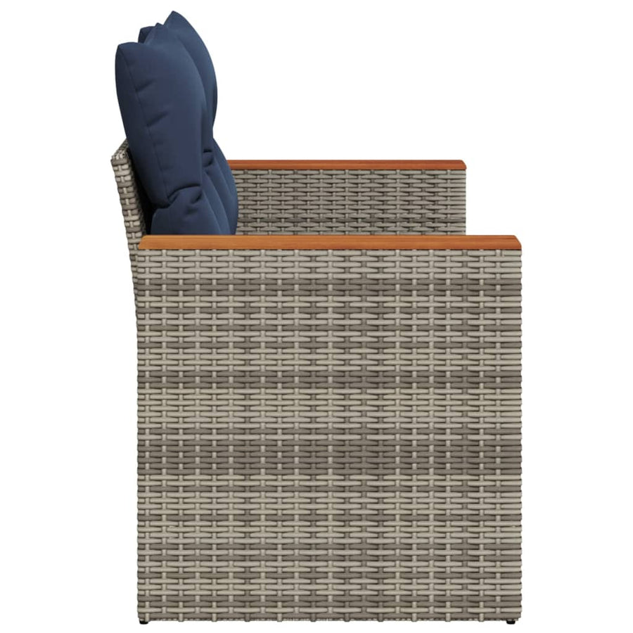 Tuinbank 2-zits met kussens poly rattan grijs