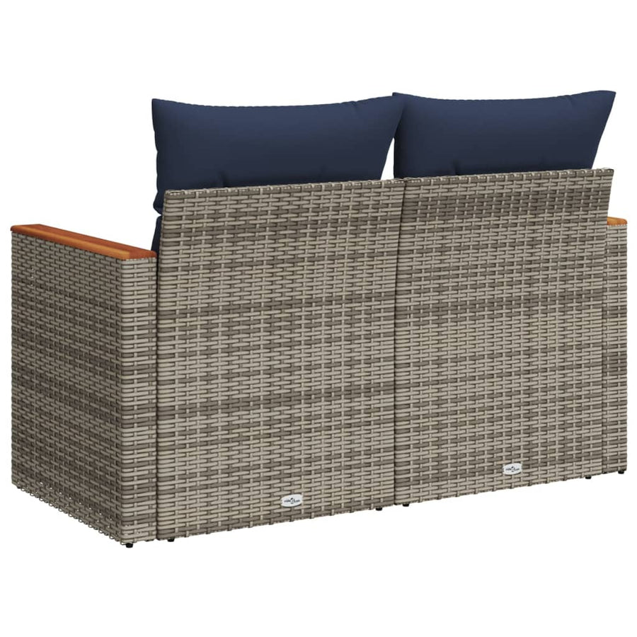 Tuinbank 2-zits met kussens poly rattan grijs