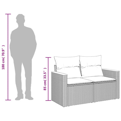 Tuinbank 2-zits met kussens poly rattan grijs