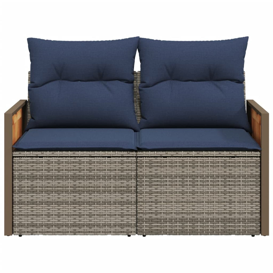 Tuinbank 2-zits met kussens poly rattan grijs