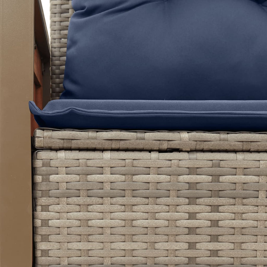 Tuinbank 2-zits met kussens poly rattan grijs