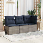 Tuinstoel poly rattan grijs met kussens