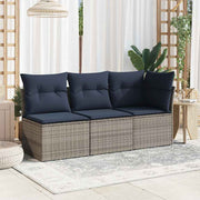 Tuinstoel poly rattan grijs met kussens