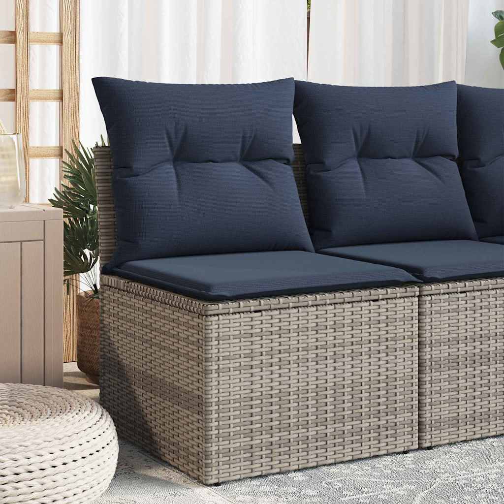 Tuinstoel zonder armleuning met kussens poly rattan grijs
