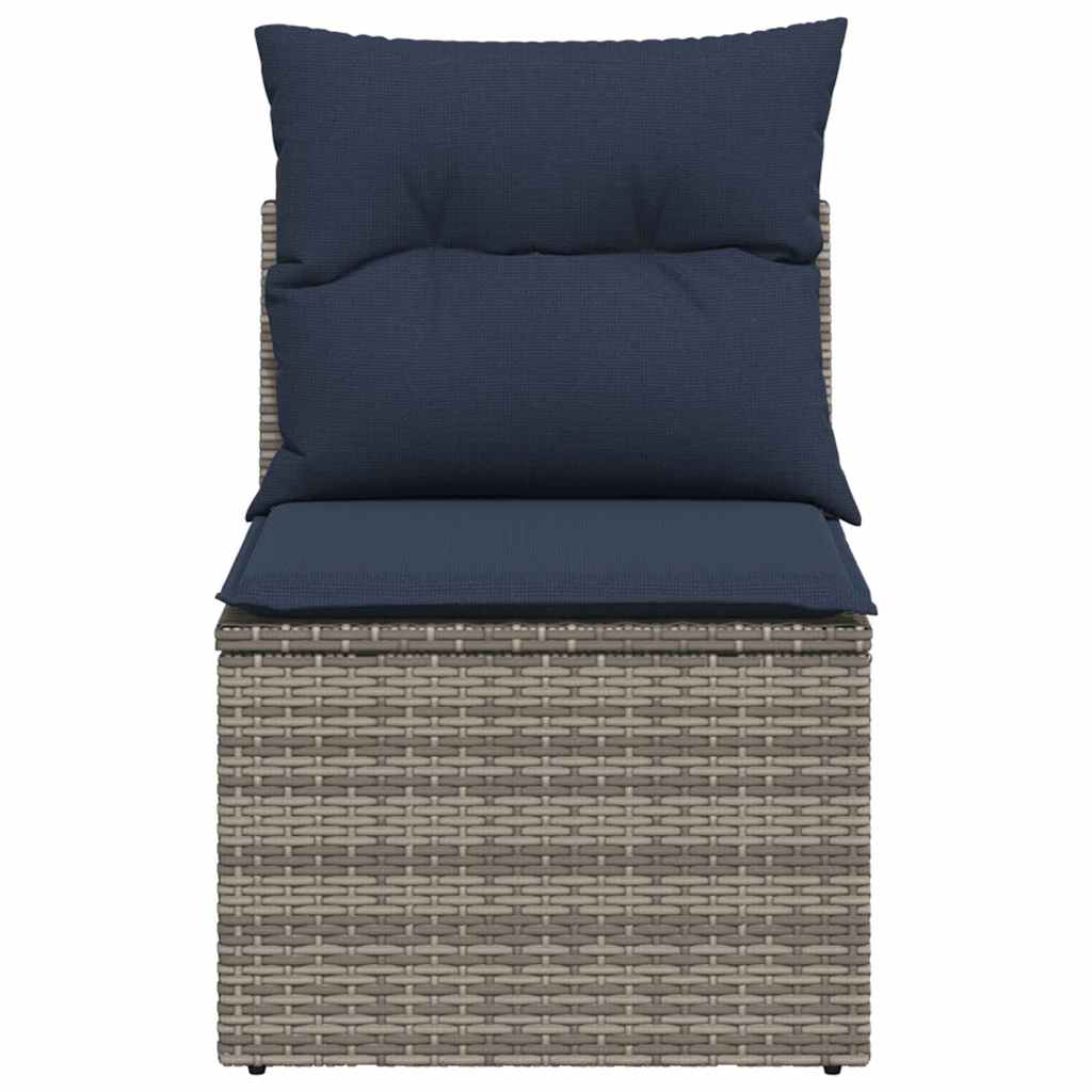 Tuinstoel zonder armleuning met kussens poly rattan grijs