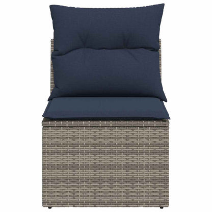 Tuinstoel zonder armleuning met kussens poly rattan grijs