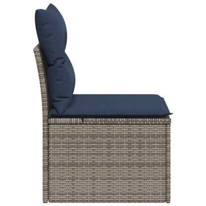 Tuinstoel zonder armleuning met kussens poly rattan grijs