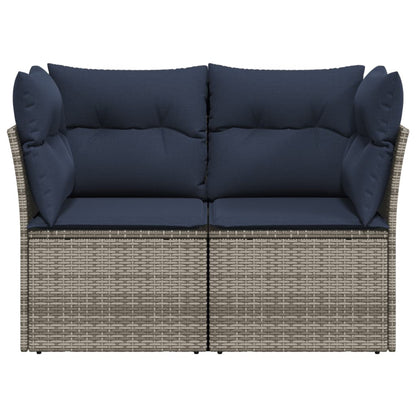 Tuinbank 2-Zits Met Kussens Poly Rattan 1 Grijs