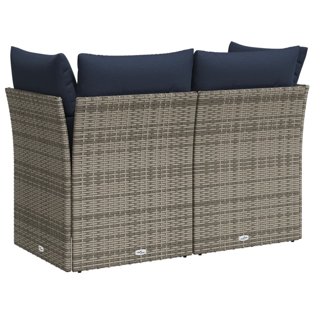 Tuinbank 2-Zits Met Kussens Poly Rattan 1 Grijs