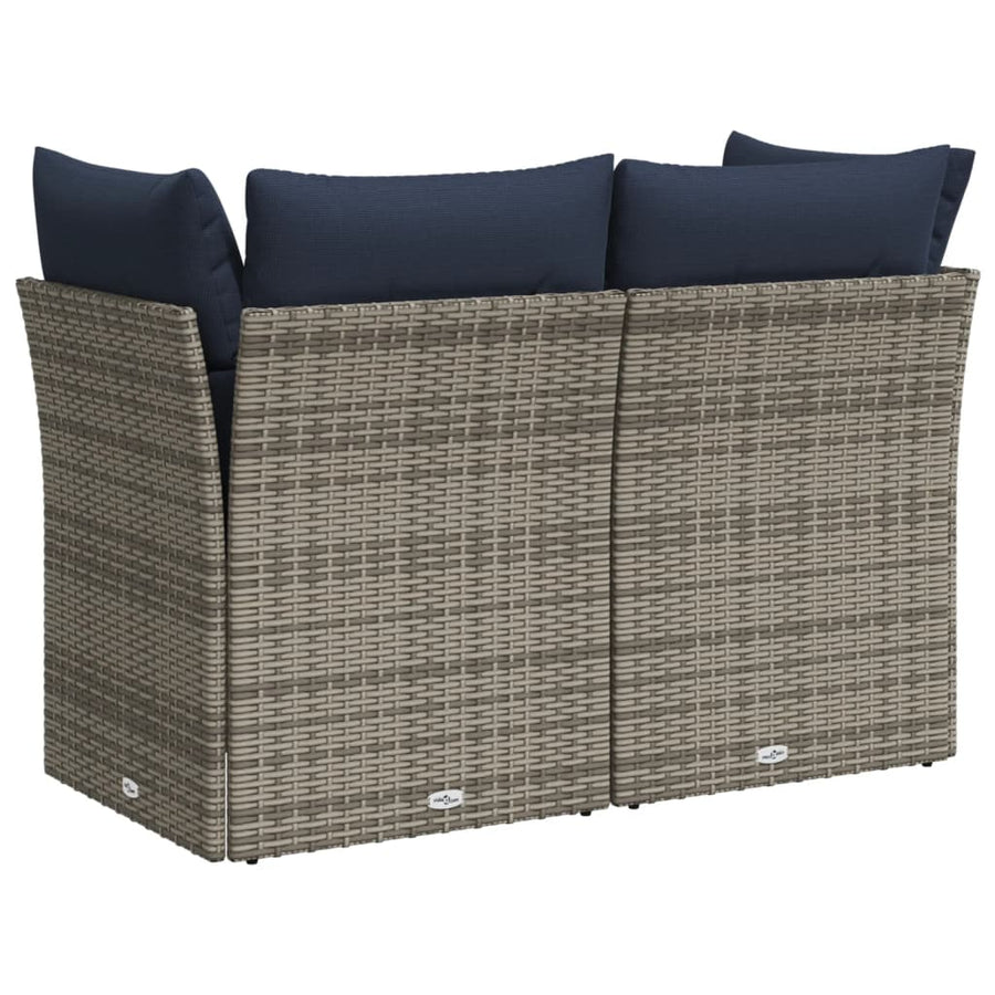 Tuinbank 2-Zits Met Kussens Poly Rattan 1 Grijs
