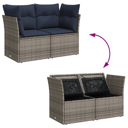 Tuinbank 2-Zits Met Kussens Poly Rattan 1 Grijs