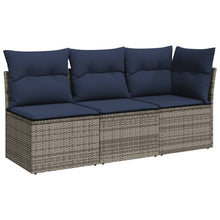 Tuinbank 3-Zits Met Kussens Poly Rattan 1 Grijs