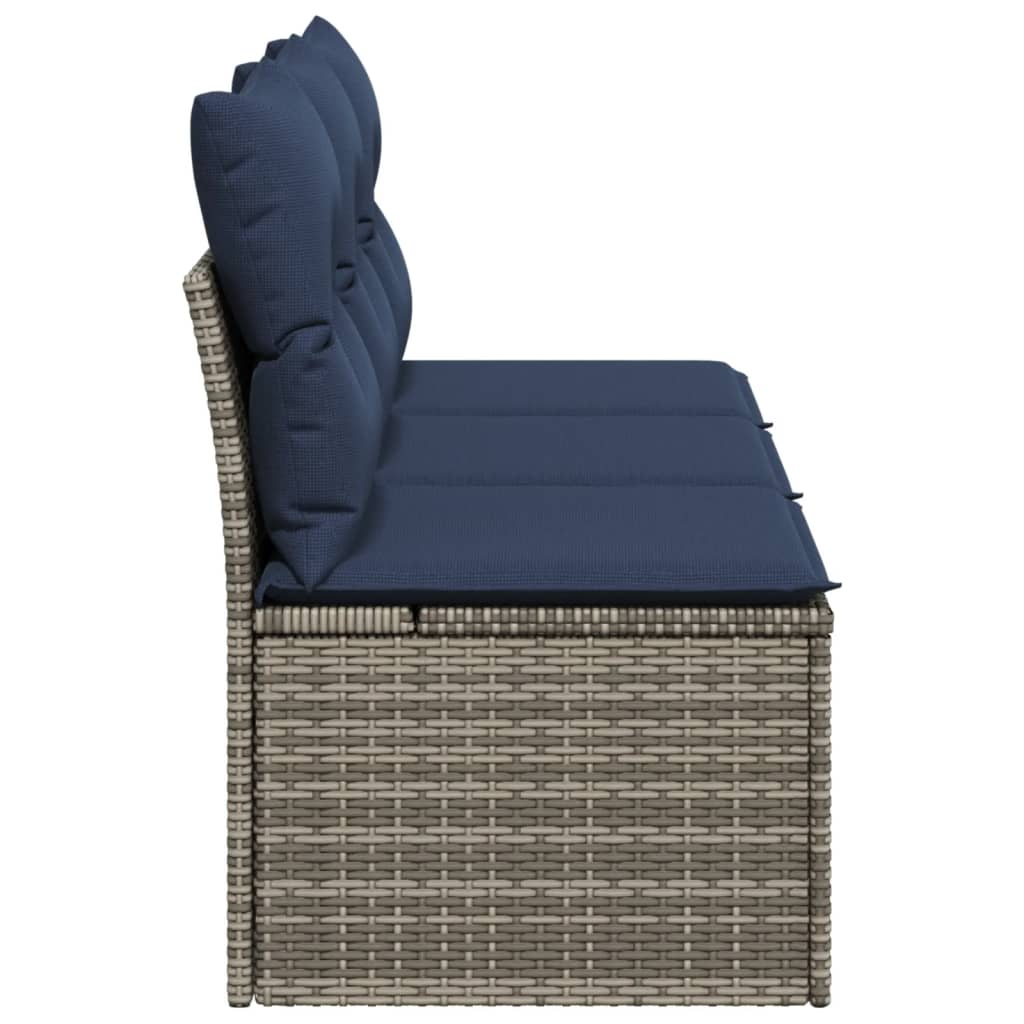 Tuinbank 3-Zits Met Kussens Poly Rattan 1 Grijs