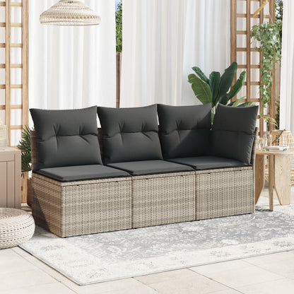 Tuinbank zonder armleuning met kussens poly rattan lichtgrijs