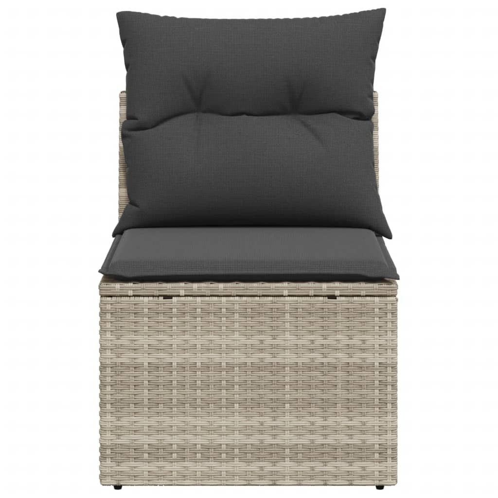 Tuinbank zonder armleuning met kussens poly rattan lichtgrijs