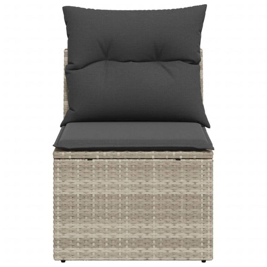 Tuinbank zonder armleuning met kussens poly rattan lichtgrijs