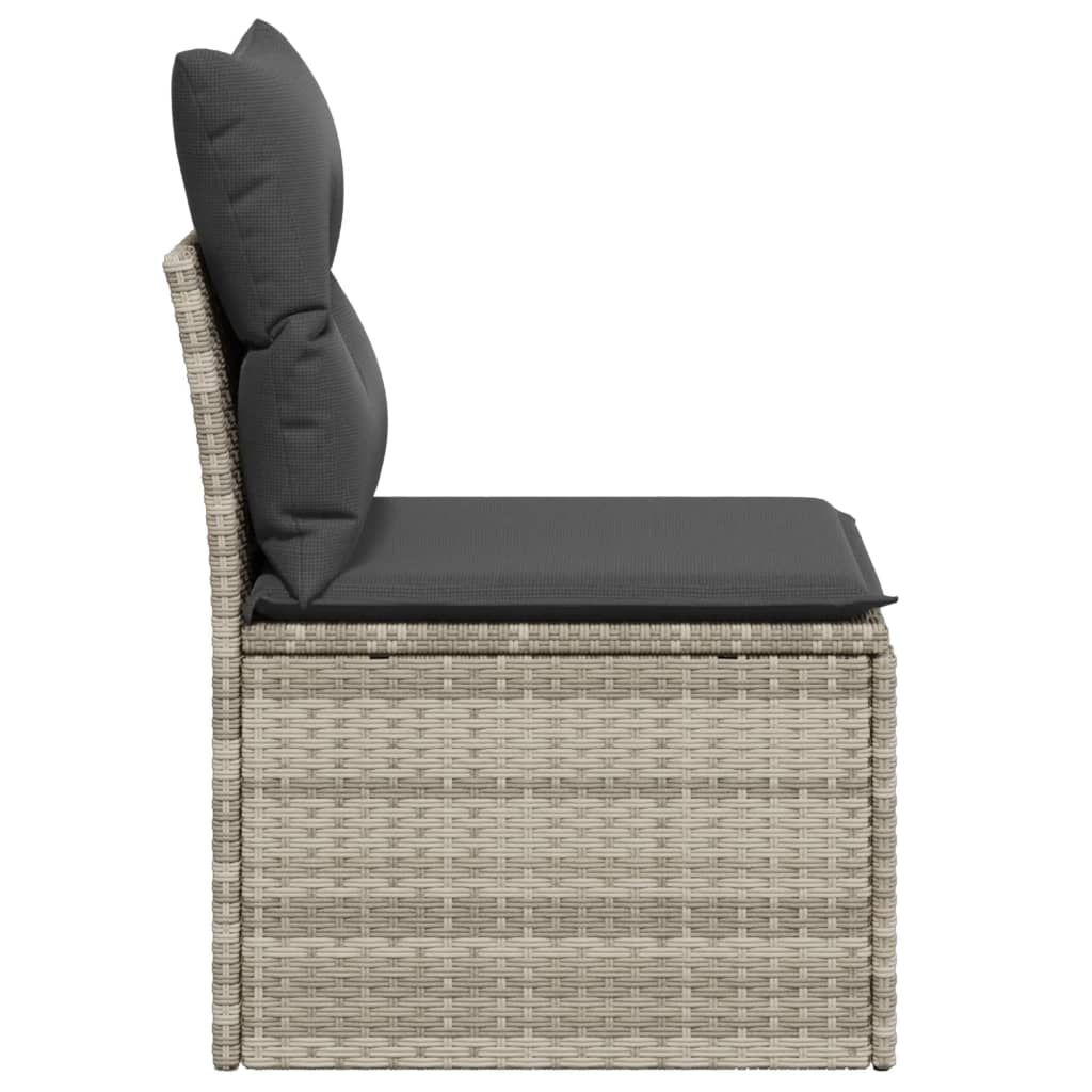 Tuinbank zonder armleuning met kussens poly rattan lichtgrijs