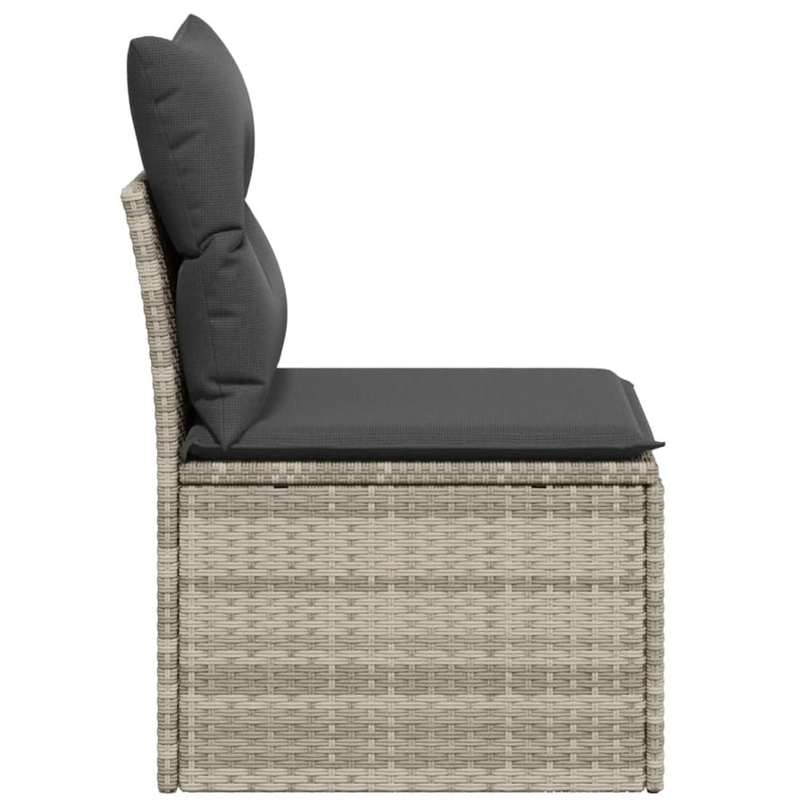 Tuinbank zonder armleuning met kussens poly rattan lichtgrijs