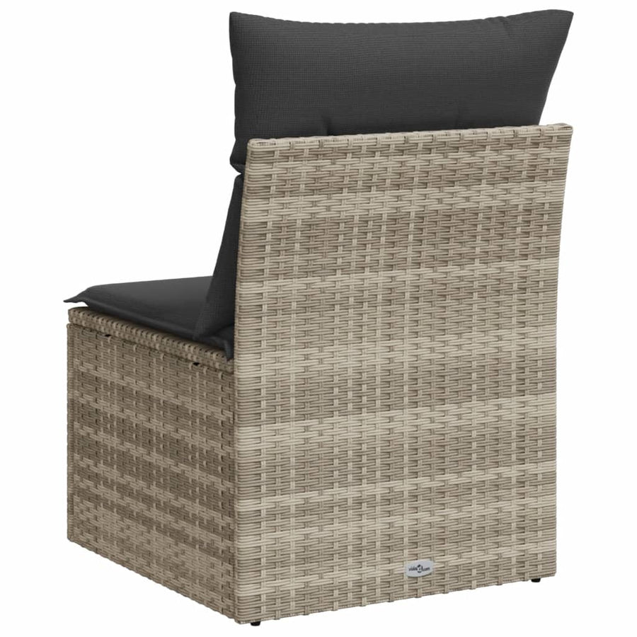 Tuinbank zonder armleuning met kussens poly rattan lichtgrijs