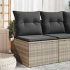 Garden bench without armrest with cushions poly rattan light gray
