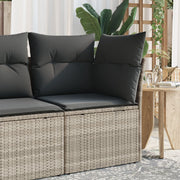 Tuinhoekbank poly rattan lichtgrijs met kussens
