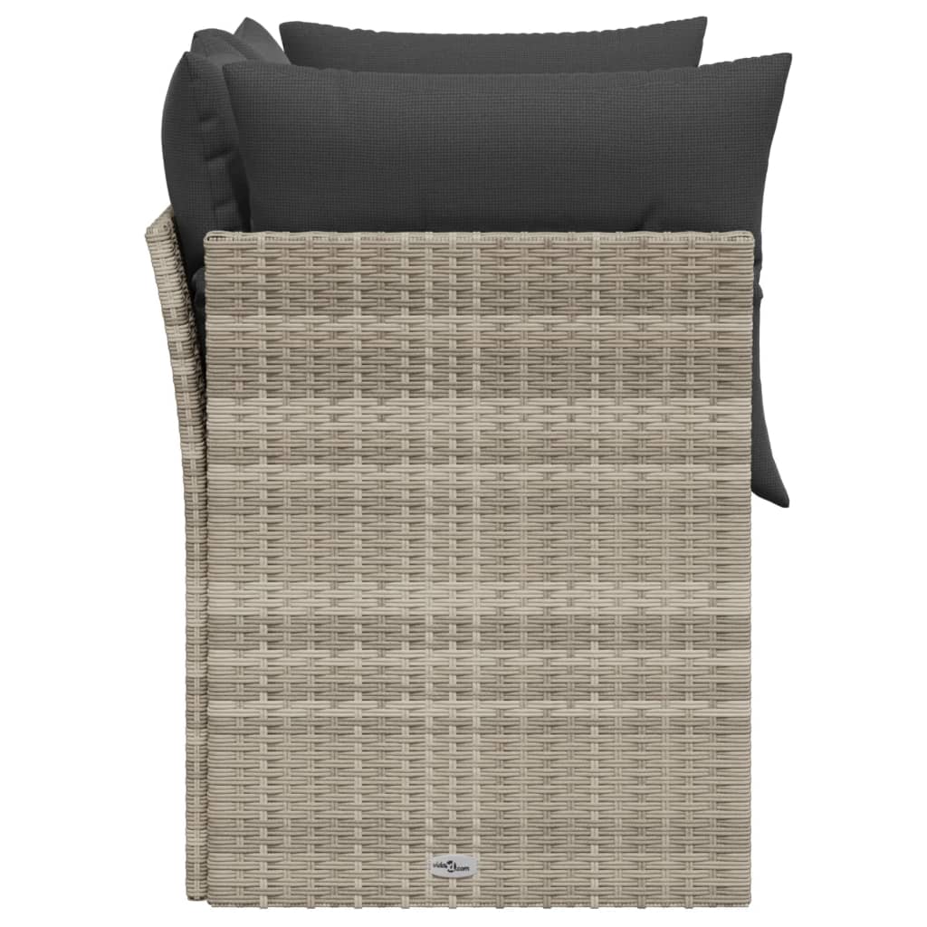 Tuinbank 2-zits met kussens poly rattan lichtgrijs