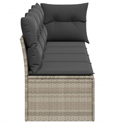 Tuinbank 4-zits met kussens poly rattan lichtgrijs