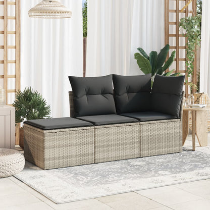 Tuinkruk met kussen 55x55x37 cm poly rattan lichtgrijs