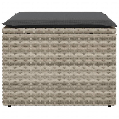 Tuinkruk met kussen 55x55x37 cm poly rattan lichtgrijs