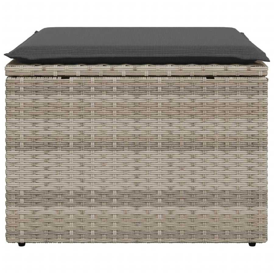 Tuinkruk met kussen 55x55x37 cm poly rattan lichtgrijs