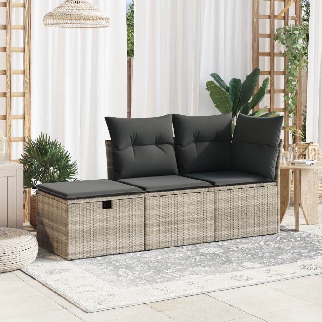 Tuinkruk met kussen 55x55x37 cm poly rattan lichtgrijs