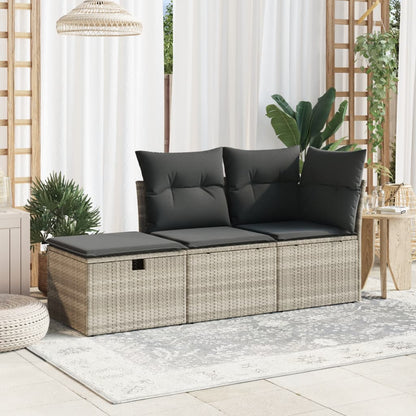 Tuinkruk met kussen 55x55x37 cm poly rattan lichtgrijs