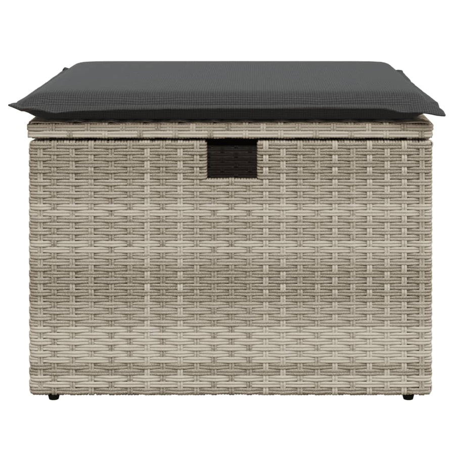 Tuinkruk met kussen 55x55x37 cm poly rattan lichtgrijs