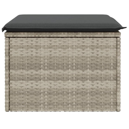 Tuinkruk met kussen 55x55x37 cm poly rattan lichtgrijs