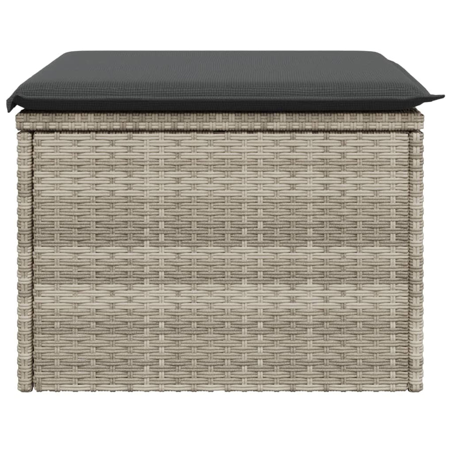 Tuinkruk met kussen 55x55x37 cm poly rattan lichtgrijs