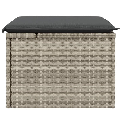 Tuinkruk met kussen 55x55x37 cm poly rattan lichtgrijs