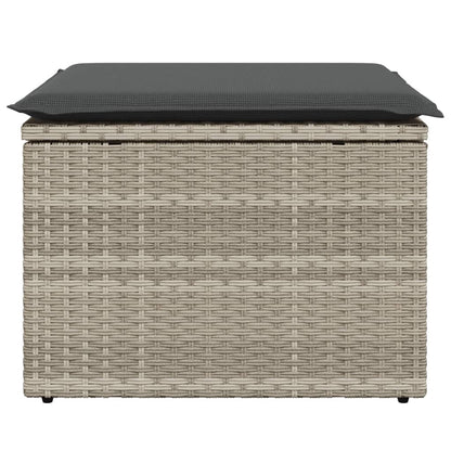Tuinkruk met kussen 55x55x37 cm poly rattan lichtgrijs