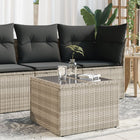 Tuintafel 55x55x37 cm poly rattan glas lichtgrijs