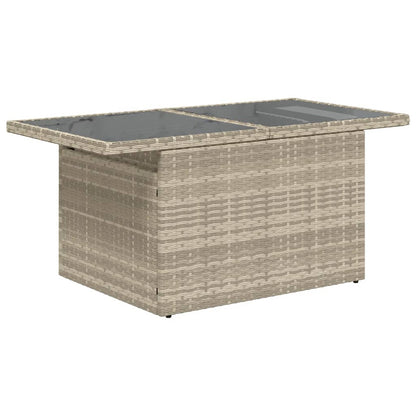 Tuintafel met glazen blad 100x55x73 cm poly rattan lichtgrijs