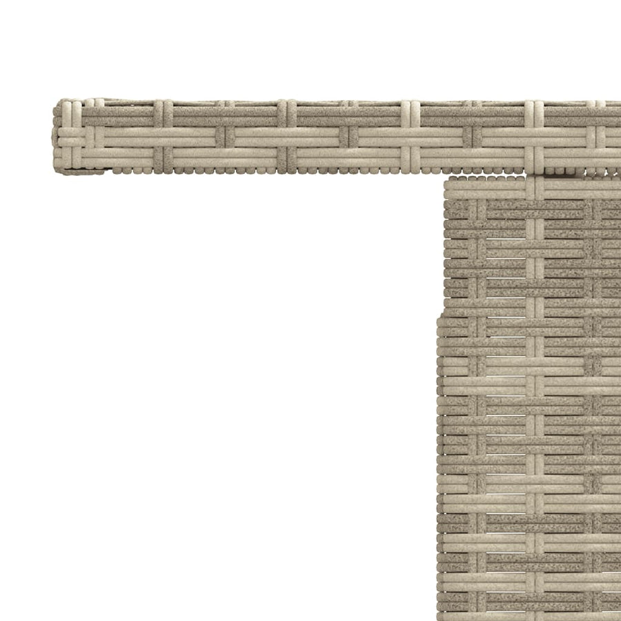Tuintafel met glazen blad 100x55x73 cm poly rattan lichtgrijs