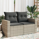 Garden Bench 2-Seater with Cushions Poly Rattan Light Grey