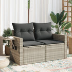 Garden Bench 2-Seater with Cushions Poly Rattan Light Grey