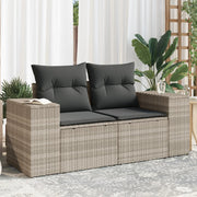 Garden Bench 2-Seater with Cushions Poly Rattan Light Grey