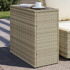 Garden side table glass top 58x27.5x55 cm poly rattan light grey
