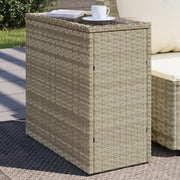 Tuinbijzettafel 58x27,5x55 cm poly rattan glasblad lichtgrijs