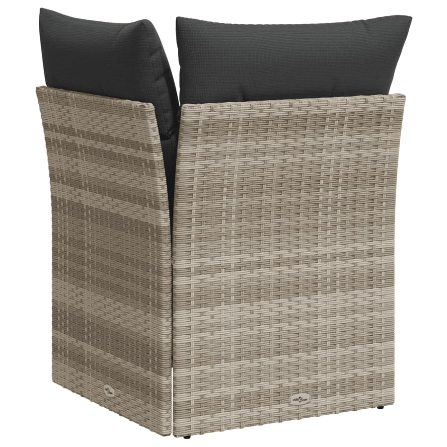 Tuinhoekbank met kussens poly rattan lichtgrijs